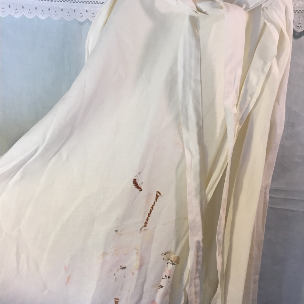 Hand painted linen wrap around skirt